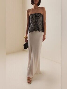 Third Form Exclusive Visions Strapless Lace Satin Maxi Dress